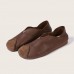 Khaki Cowhide Leather Flats Splicing Flat Feet Shoes