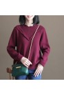 winter casual burgundy lace collar cotton sweater loose warm knit tops