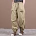 Autumn  three-dimensional pocket elasticated foot pleated casual pants