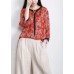 Handmade Red Print Side Open Top Linen