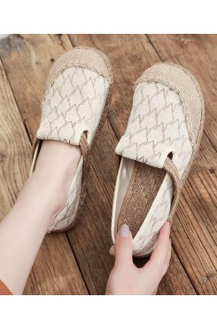 Casual Splicing Flat Feet Shoes Beige Cotton Linen Fabric