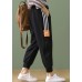 Casual side striped lace-up plus size cropped harem pants